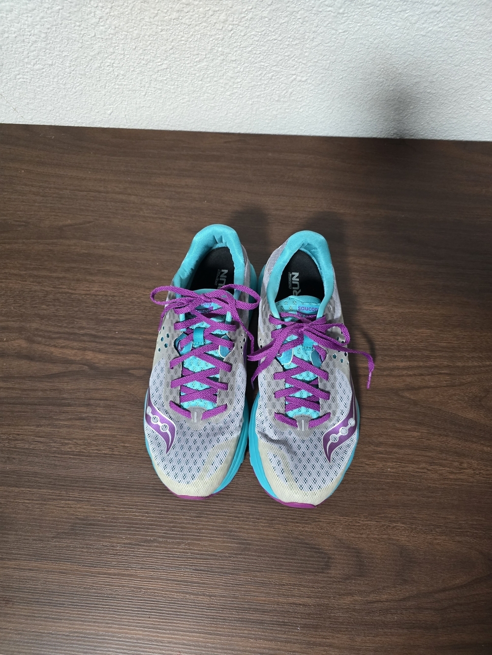 Saucony Women’s Gray & Teal Running Shoes with Purple Accents